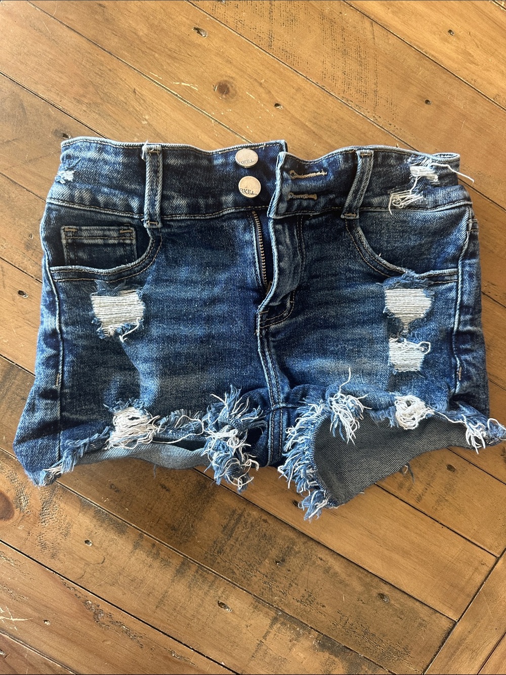 BKE youth Distressed Denim Shorts - Dark Blue size 14